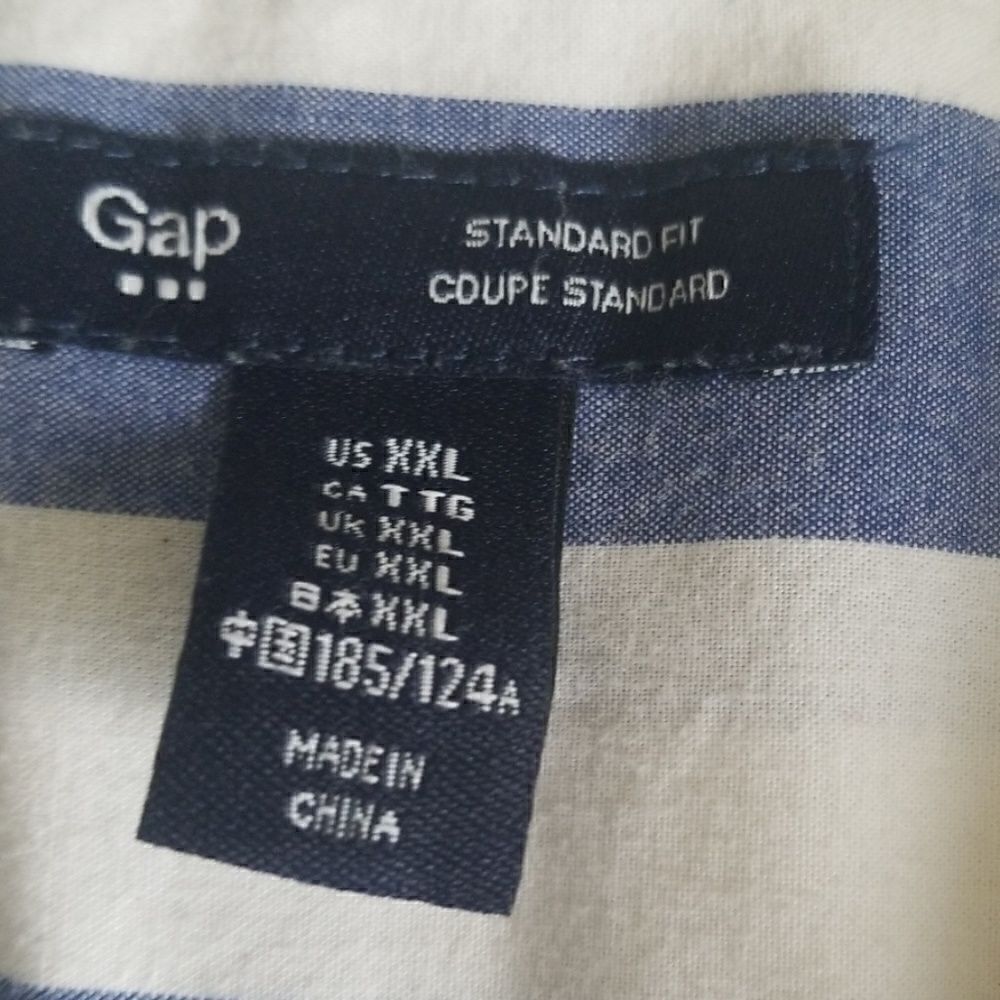 Gap XXL Standard Fit,  Blue/Wht. Striped Shirt - Picture 5 of 5